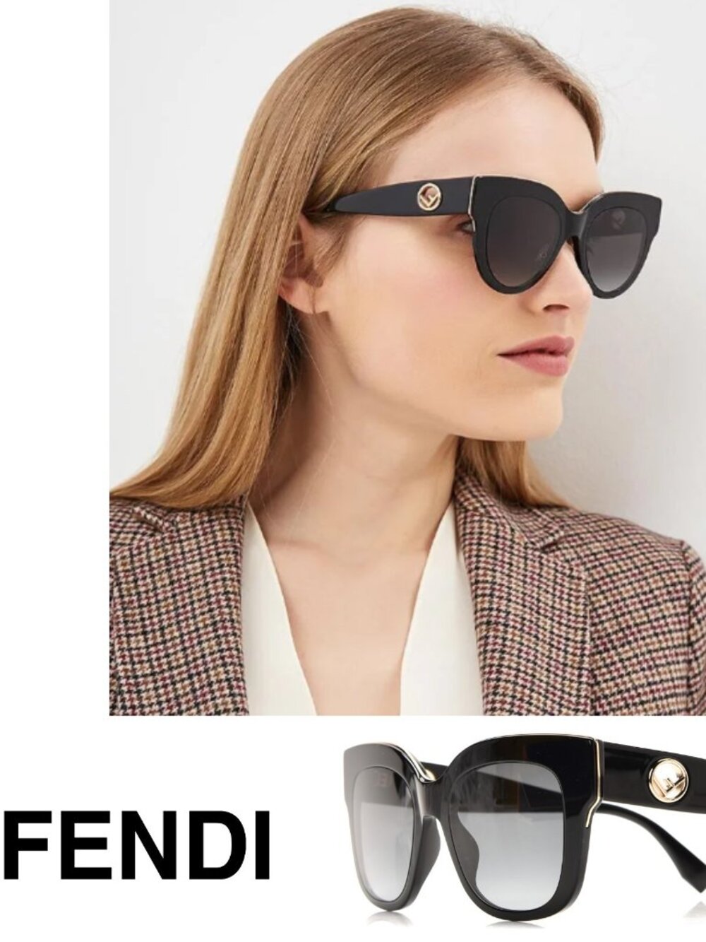 🖤 NEW Fendi Black Oversized Cat Eye Sunglasses